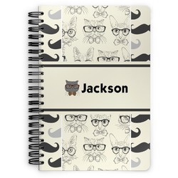 Hipster Cats & Mustache Spiral Notebook (Personalized)