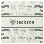 Hipster Cats & Mustache Square Rubber Backed Coaster (Personalized)