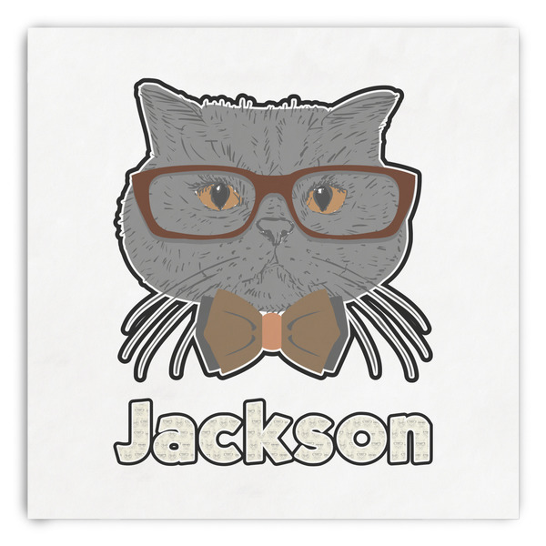 Custom Hipster Cats & Mustache Paper Dinner Napkins (Personalized)