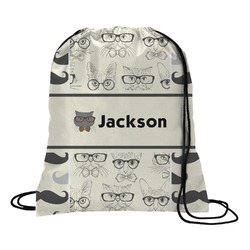 Hipster Cats & Mustache Drawstring Backpack - Medium (Personalized)