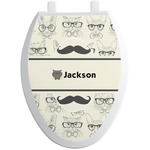 Hipster Cats & Mustache Toilet Seat Decal - Elongated (Personalized)