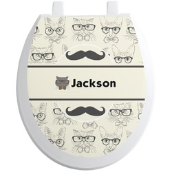 Hipster Cats & Mustache Toilet Seat Decal (Personalized)