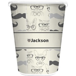 Hipster Cats & Mustache Waste Basket (Personalized)