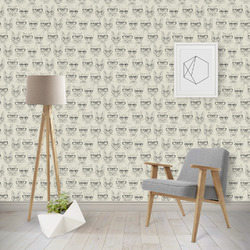 Hipster Cats & Mustache Wallpaper & Surface Covering (Peel & Stick - Repositionable)