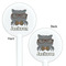 Hipster Cats & Mustache White Plastic 5.5" Stir Stick - Double Sided - Round - Front & Back