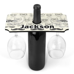 Hipster Cats & Mustache Wine Bottle & Glass Holder (Personalized)