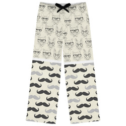Hipster Cats & Mustache Womens Pajama Pants - L