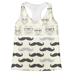 Hipster Cats & Mustache Womens Racerback Tank Top - Medium