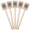 Hipster Cats & Mustache Wooden 6.25" Stir Stick - Rectangular - Fan View