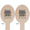 Hipster Cats & Mustache Wooden Food Pick - Oval - Double Sided - Front & Back