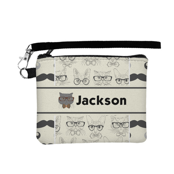 Custom Hipster Cats & Mustache Wristlet ID Case w/ Name or Text