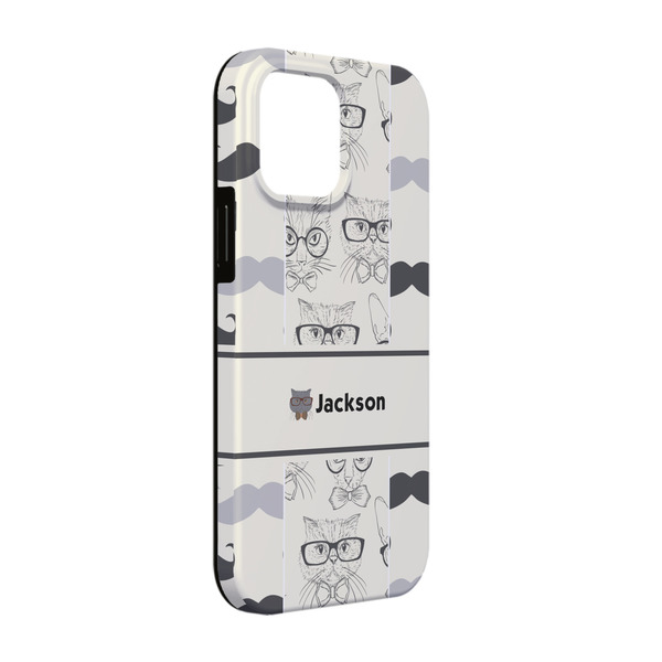 Custom Hipster Cats & Mustache iPhone Case - Rubber Lined - iPhone 13 Pro (Personalized)