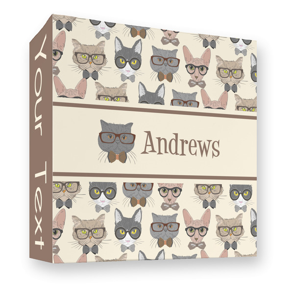 Custom Hipster Cats 3 Ring Binder - Full Wrap - 3" (Personalized)