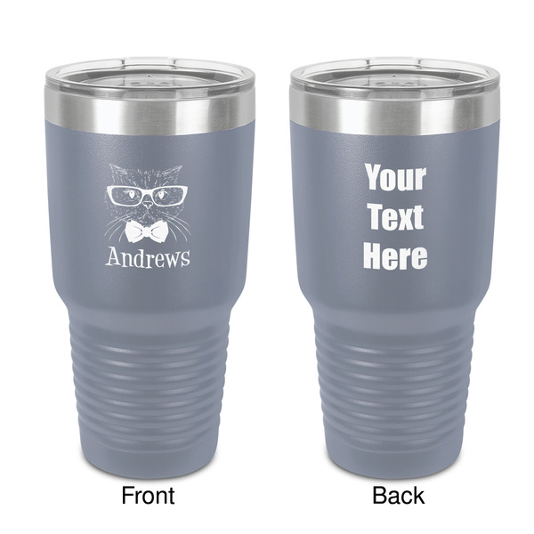 Custom Hipster Cats 30 oz Stainless Steel Tumbler - Grey - Double-Sided (Personalized)