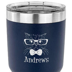 Hipster Cats 30 oz Stainless Steel Tumbler - Navy - Double Sided (Personalized)