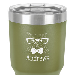 Hipster Cats 30 oz Stainless Steel Tumbler - Olive - Double-Sided (Personalized)