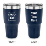 Hipster Cats 30 oz Stainless Steel Tumbler - Navy - Double Sided (Personalized)