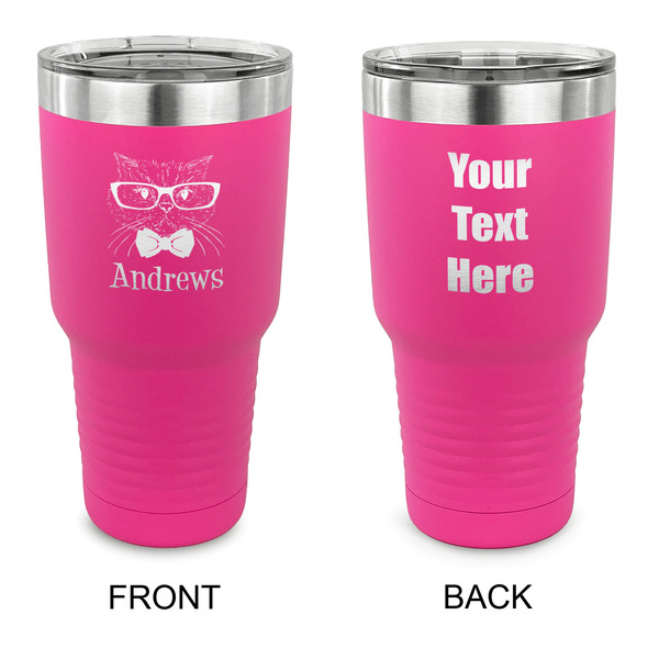 Custom Hipster Cats 30 oz Stainless Steel Tumbler - Pink - Double Sided (Personalized)