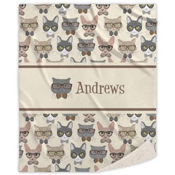 Hipster Cats Sherpa Throw Blanket - 50"x60" (Personalized)