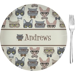 Hipster Cats Glass Appetizer / Dessert Plate 8" (Personalized)
