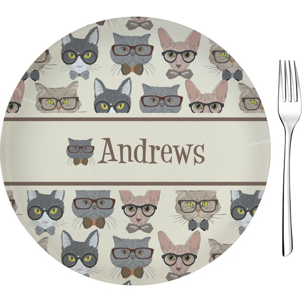 Custom Hipster Cats Glass Appetizer / Dessert Plate 8" (Personalized)