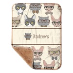 Hipster Cats Sherpa Baby Blanket - 30" x 40" w/ Name or Text