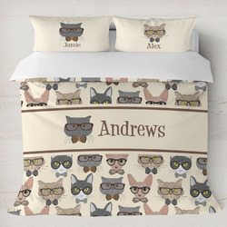 Hipster Cats Duvet Cover Set - King (Personalized)