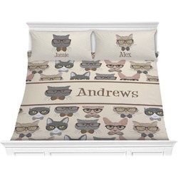 Hipster Cats Comforter Set - King (Personalized)
