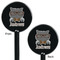 Hipster Cats Black Plastic 5.5" Stir Stick - Double Sided - Round - Front & Back