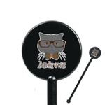 Hipster Cats 5.5" Round Plastic Stir Sticks - Black - Single Sided (Personalized)