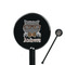 Hipster Cats Black Plastic 5.5" Stir Stick - Round - Closeup