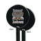 Hipster Cats Black Plastic 5.5" Stir Stick - Single Sided - Round - Front & Back