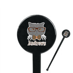 Hipster Cats 7" Round Plastic Stir Sticks - Black - Single Sided (Personalized)