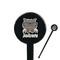 Hipster Cats Black Plastic 7" Stir Stick - Round - Closeup