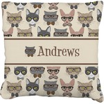 Hipster Cats Faux-Linen Throw Pillow 26" (Personalized)