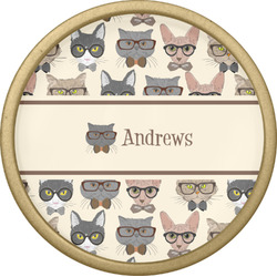 Hipster Cats Cabinet Knob - Gold (Personalized)