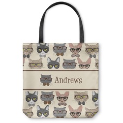 Hipster Cats Canvas Tote Bag - Large - 18"x18" (Personalized)