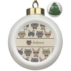 Hipster Cats Ceramic Ball Ornament - Christmas Tree (Personalized)