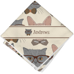Hipster Cats Cloth Cocktail Napkin - Single w/ Name or Text