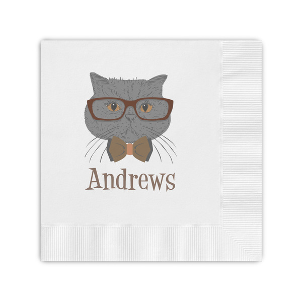 Custom Hipster Cats Coined Cocktail Napkins (Personalized)