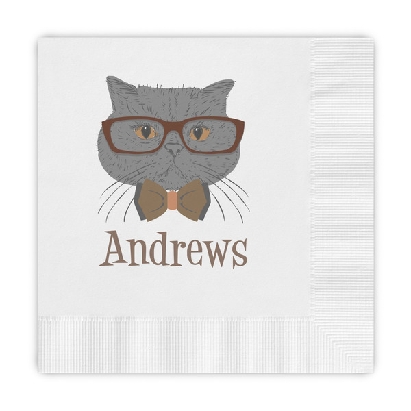 Custom Hipster Cats Embossed Decorative Napkins (Personalized)