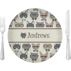 Hipster Cats Glass Lunch / Dinner Plate 10" (Personalized)