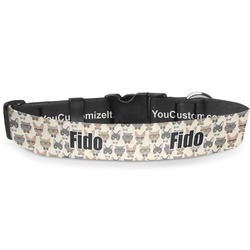 Hipster Cats Deluxe Dog Collar - Medium (11.5" to 17.5") (Personalized)