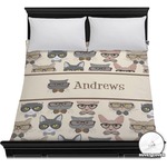 Hipster Cats Duvet Cover - Full / Queen (Personalized)