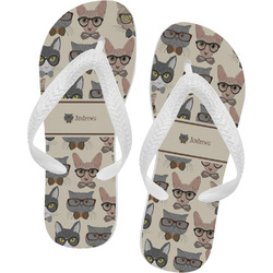 Hipster Cats Flip Flops - Large (Personalized)