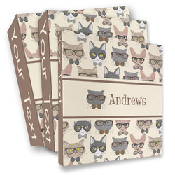 Hipster Cats 3 Ring Binder - Full Wrap (Personalized)