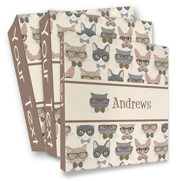 Custom Hipster Cats 3 Ring Binder - Full Wrap (Personalized)