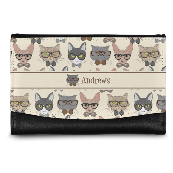 Custom Hipster Cats Genuine Leather Women's Wallet - Small (Personalized)