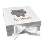 Hipster Cats Gift Box with Magnetic Lid - White (Personalized)