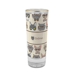 Hipster Cats 2 oz Shot Glass -  Glass with Gold Rim - Single (Personalized)